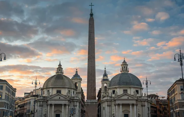 Rome, Italy, obelisk, Basilica, Piazza del Popolo