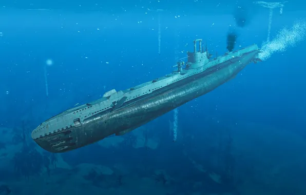 Britain, The second World war, S Class Submarine, Sturdy, At depth