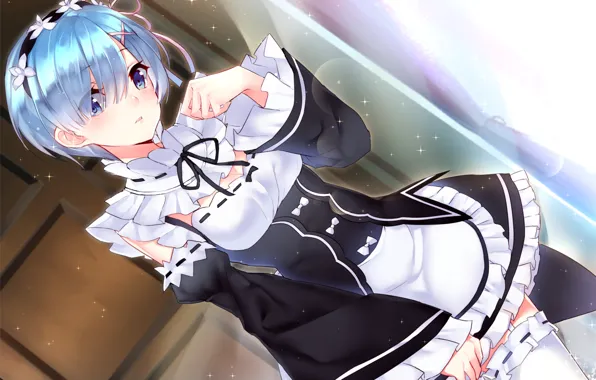 Girl, anime, art, Rem, Re: Zero kara hajime chip isek or Seikatsu, jun project