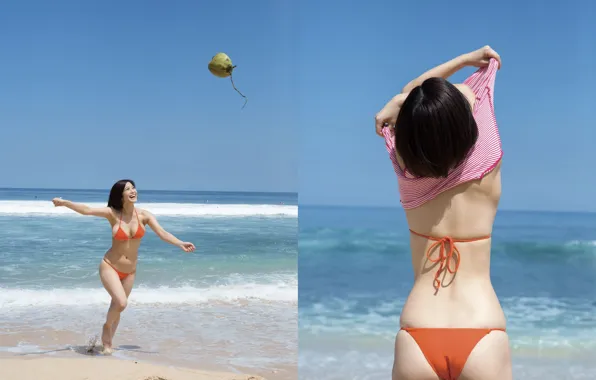 Bikini, Beautiful, Asian, Model, Beach, Water, Woman, Ocean