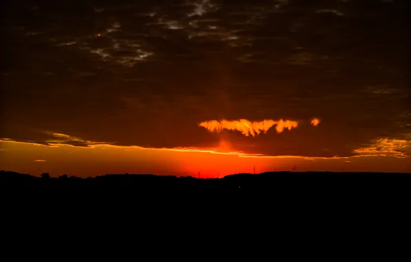 Clouds, Sky, Glow, Sunset, Autumn, Burning
