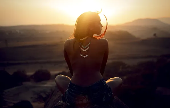 Picture the sky, look, girl, sunset