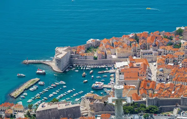 Sea, home, yachts, roof, Croatia, Dubrovnik