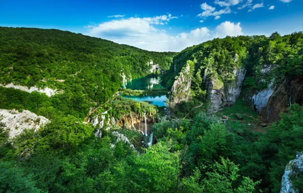 Forest, landscape, rocks, panorama, waterfalls, cascade, Croatia, Croatia