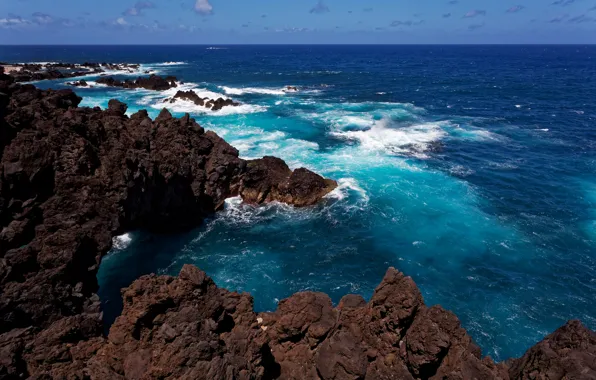 Rocks, coast, Portugal, Madeira