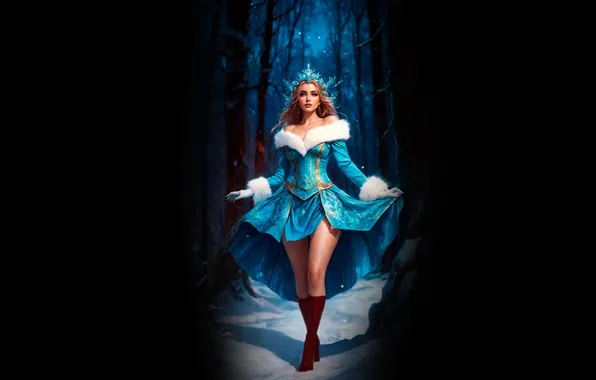 Forest, girl, new year, Christmas, tale, maiden