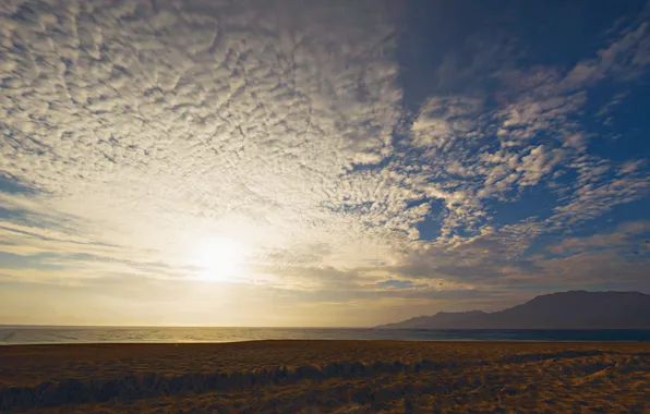 Picture white, beach, sky, sea, landscape, Sun, clouds, bright