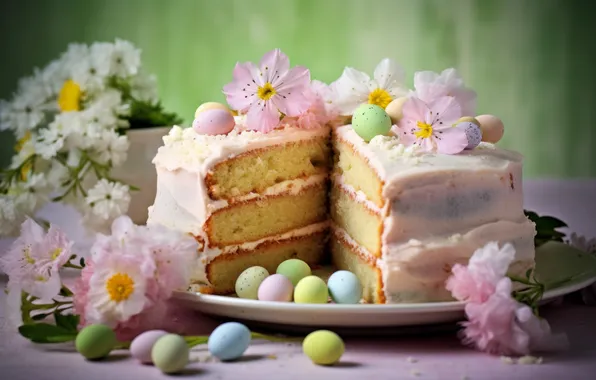 Flowers, table, holiday, eggs, bouquet, spring, plate, candy