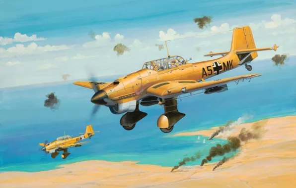 Picture Junkers Ju 87B Stuka, aviation, ww2, painting, airplane, war, art