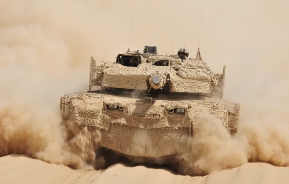 Picture dust, tank, combat, rides, Afghanistan, German, main, Leopard 2A5 DK