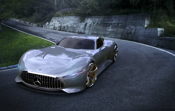 Mercedes-Benz, Auto, Machine, Grey, Silver, Mercedes, Vision, Rendering