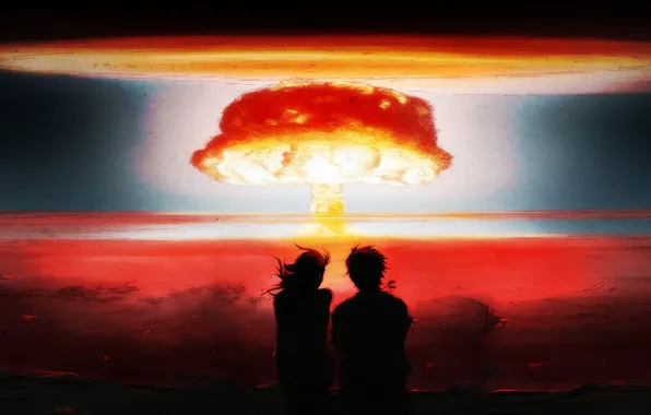 Picture love, the explosion, mushroom, feelings, Love, nuclear, art, together till the end