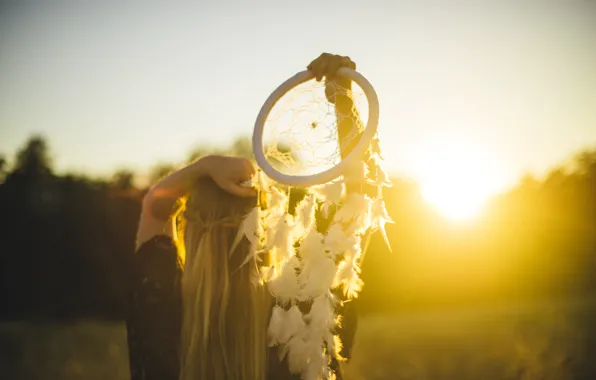 Picture girl, sunset, Dreamcatcher