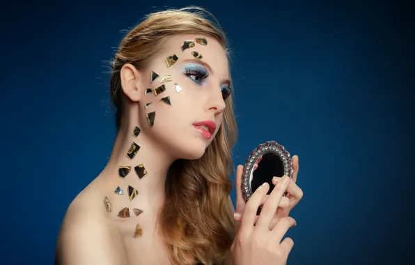 Girl, background, makeup