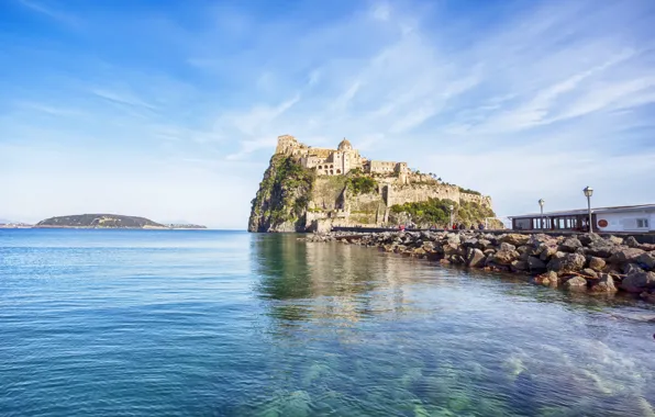 Picture castle, Italy, Fort, Italy, coast, panorama, Europe, view