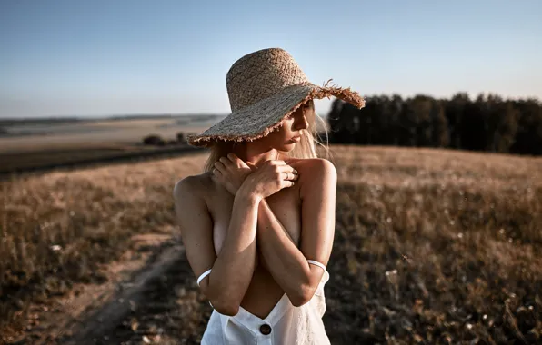 Pose, Girl, hat, Konstantin Gerasimov