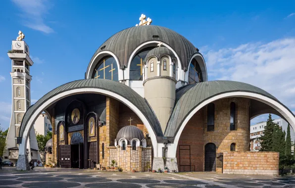 Church, temple, architecture, the dome, Skopje, North Macedonia, basheya