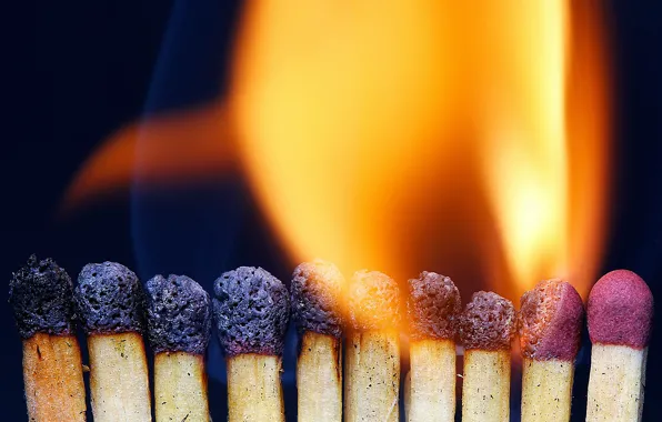 Macro, fire, matches