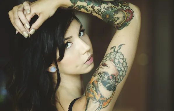 Picture look, girl, portrait, tattoo