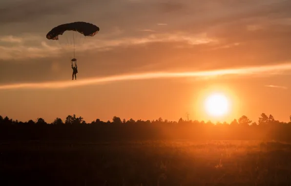Picture sunset, soldiers, Canadian Army Pathfinders
