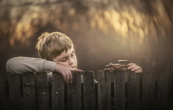 Picture machine, toy, the fence, boy