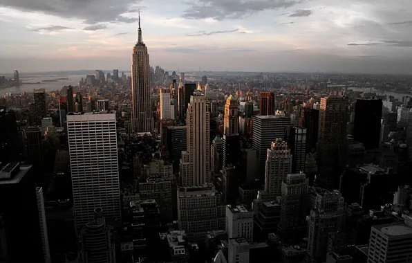 Manhattan, New York City, dawn, skyscrapers
