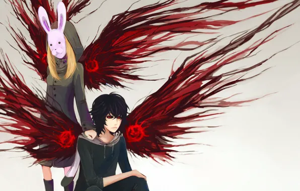 Girl, rabbit, guy, Tokyo Ghoul, Tokyo ghoul