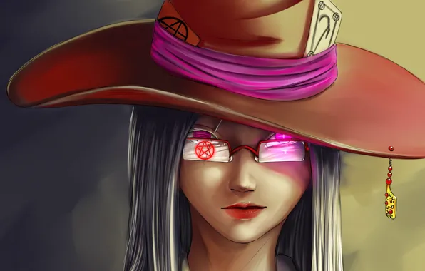 Hat, Witch, witchcraft, pentagram, grin, burning eyes, black magic
