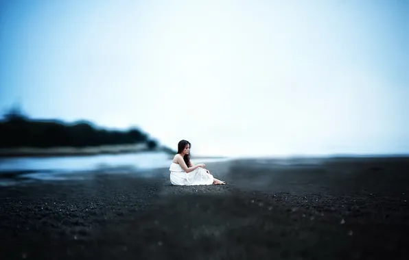 Picture girl, mood, shore