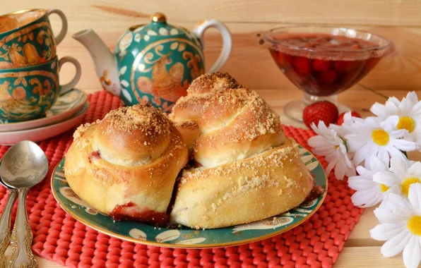 Cup, cakes, jam, buns