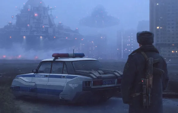 Auto, The city, Machine, Weapons, Russia, Fantasy, Machine, Art