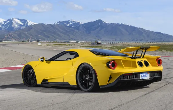 Picture car, Ford, Ford GT, yellow, montain