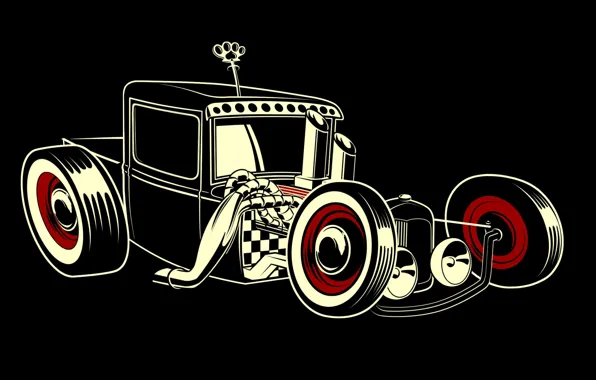 Picture style, black background, hot rod