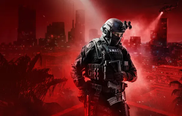 City, red, gun, weapon, police, rifle, cop, pearls