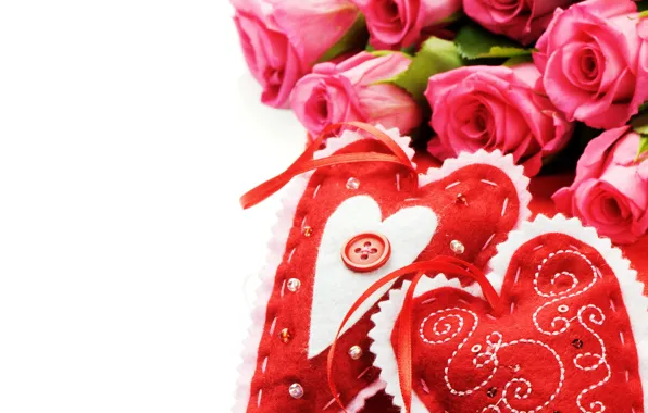 Heart, roses, colorful, heart, beautiful, Roses, Valentines Day