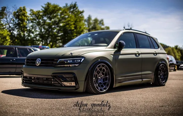Machine, the sky, asphalt, tuning, Volkswagen, wheels, drives, side