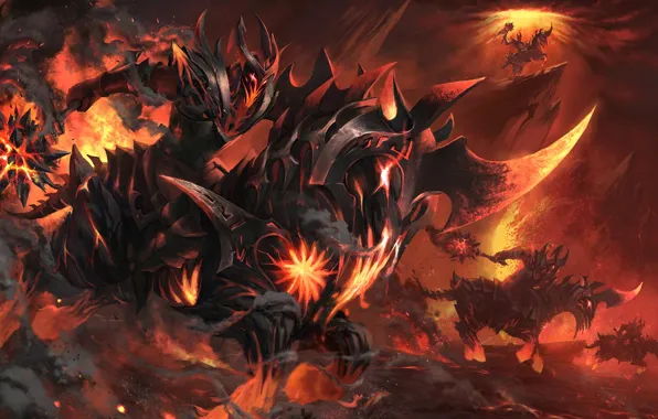 Flame, lava, rider, dota 2, workshop, Chaos Knight, Burning Nightmare, hot steel