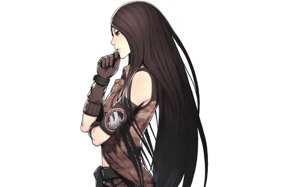 White background, gloves, camouflage, long hair, art, Lin, Iwai Ryo, Advance Wars