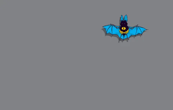 Picture minimalism, humor, parody, bat, grey background, simple background, manbat