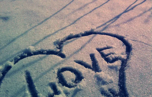 Picture snow, heart, Love