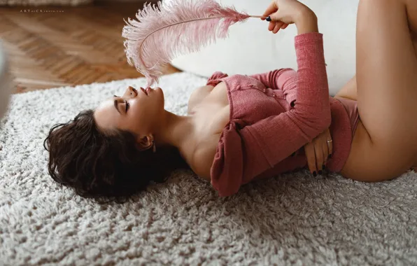 Sexy, pose, pen, model, panties, carpet, makeup, figure