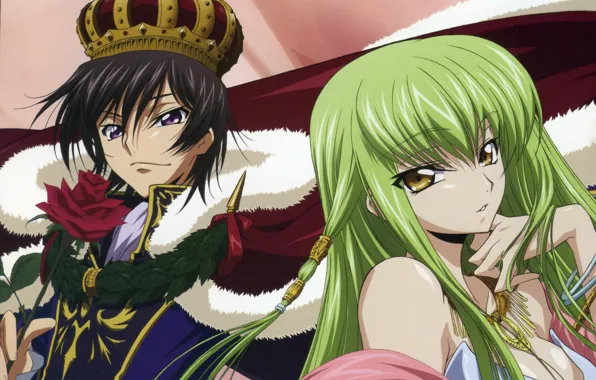 Crown, mantle, two, wreath, art, code geass, code geass, c.c.