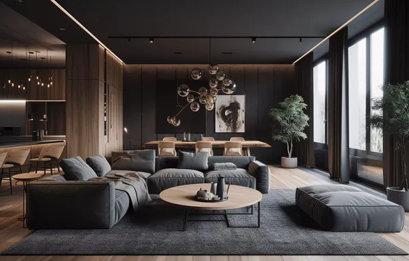 Design, style, plants, lighting, kitchen, living room, Suite, dining room