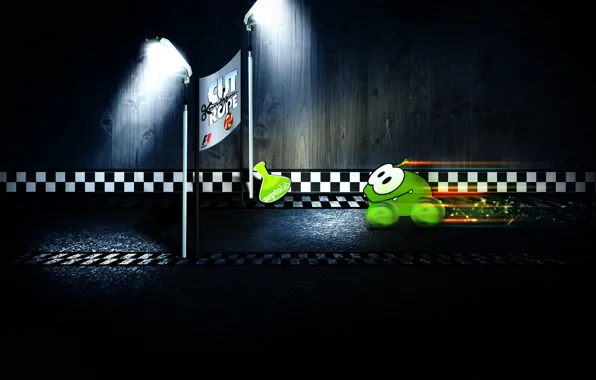 Picture green, small, monster, Formula 1, Cup, character, Formula 1, Cut the Rope