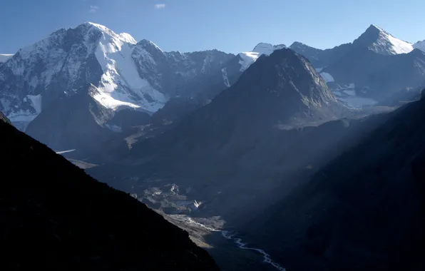 Mountains, glacier, The Altai Mountains, Belukha mountain, The Katun ridge