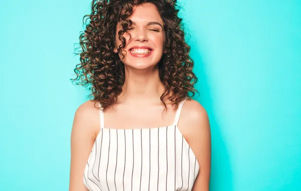 Picture girl, smile, mood, curls, Halay Alex