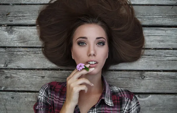 Flower, look, pose, model, Board, hand, portrait, makeup