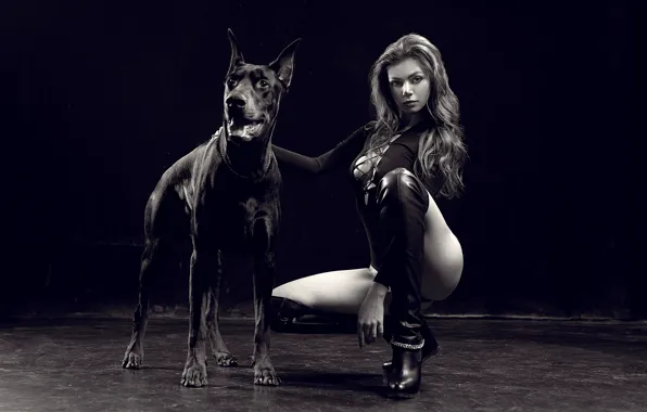 Look, pose, model, dog, boots, makeup, figure, hairstyle