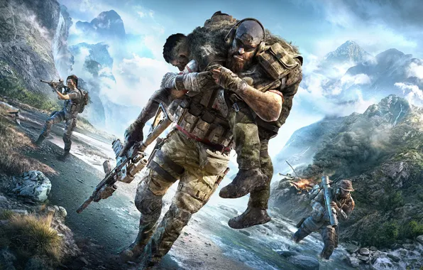 Mountains, nature, river, soldiers, Tom Clancy's Ghost Recon Breakpoint