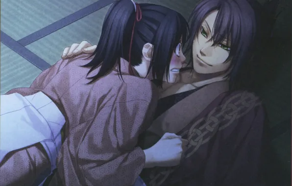 Look, drop, two, Japanese clothing, demons pale cherry, chizuru yukimura, hakuouki shinsengumi kitano, embarrassment
